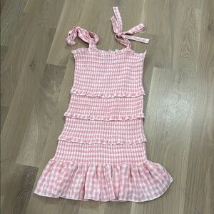 Katie J NYC Pink Checkered Ruffle Dress